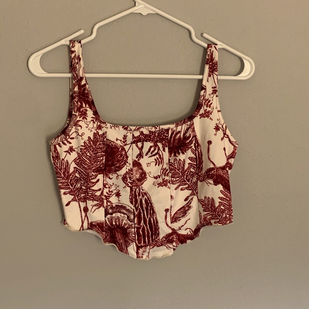 White crop top with mushrooms